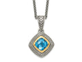 FJC Finejewelers Sterling Silver with 14kt Accent Antiqued with Sky Blue Topaz Necklace 18 mm