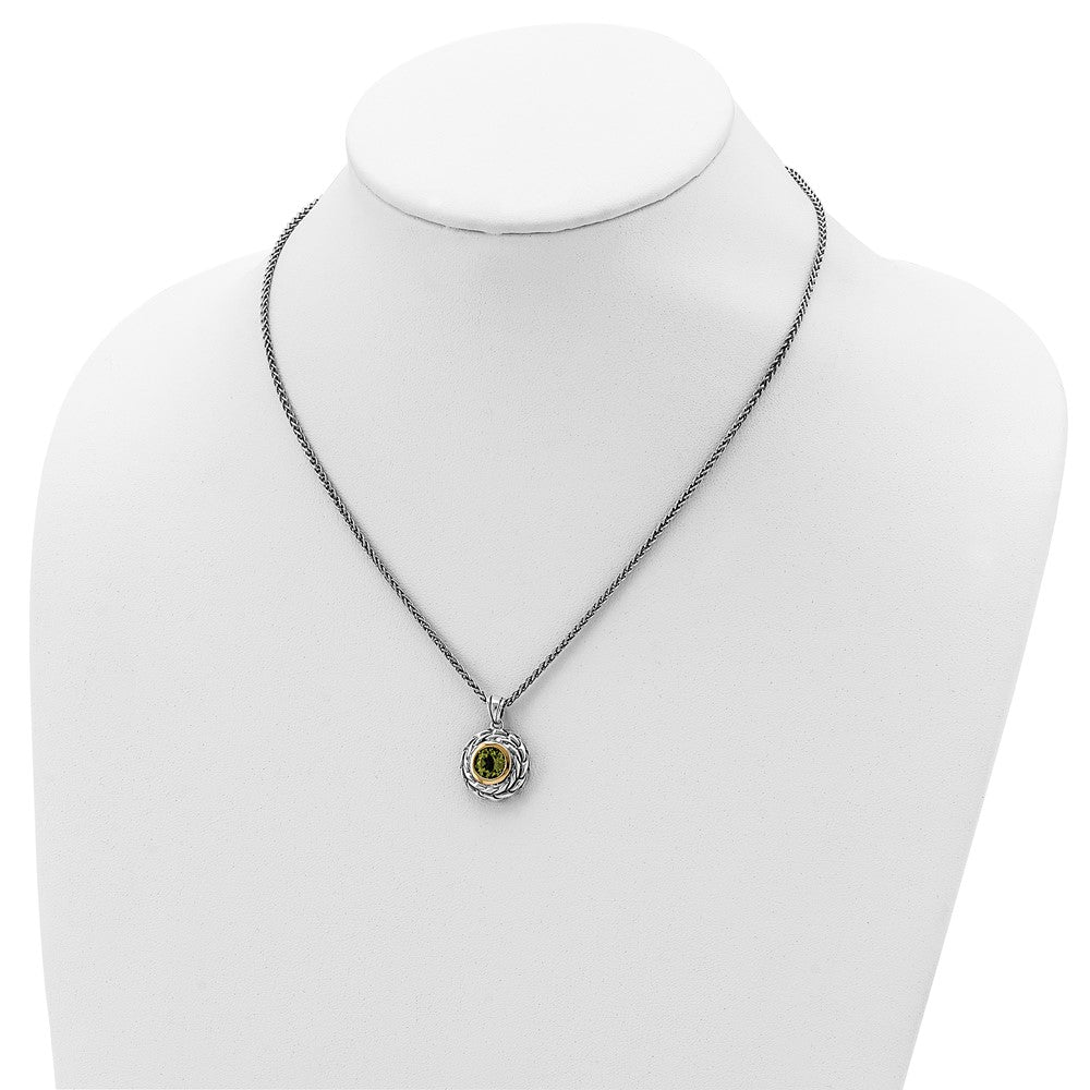 FJC Finejewelers Sterling Silver with 14kt Accent Necklace with Pendant Antiqued with Peridot Necklace