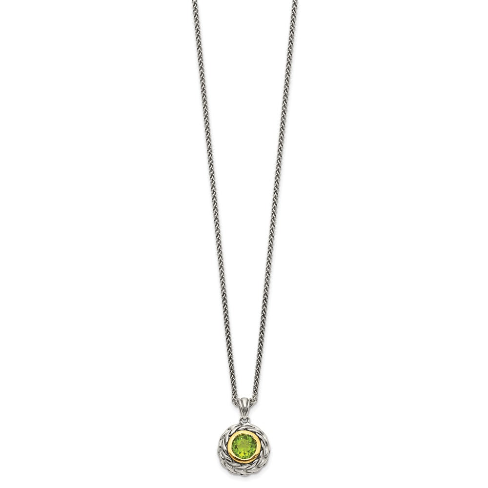 FJC Finejewelers Sterling Silver with 14kt Accent Necklace with Pendant Antiqued with Peridot Necklace