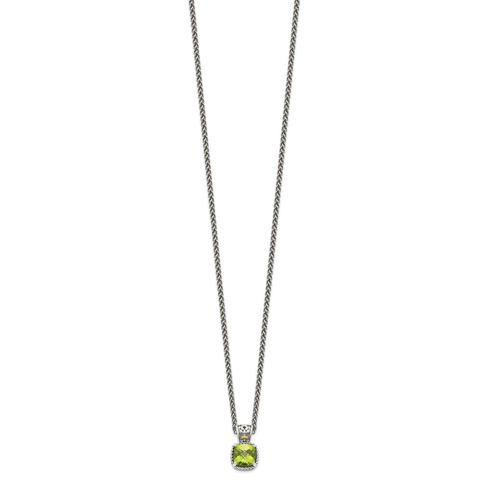 FJC Finejewelers Sterling Silver with 14kt Accent Necklace with Pendant Antiqued with Peridot Necklace