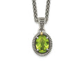 FJC Finejewelers Sterling Silver with 14kt Accent Antiqued with Peridot Oval Necklace