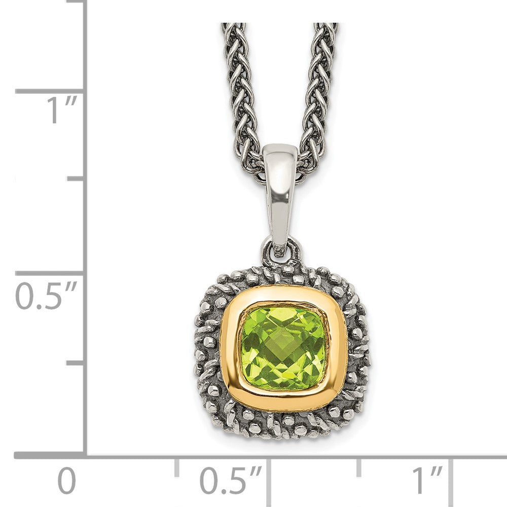 FJC Finejewelers Sterling Silver with 14kt Accent Antiqued with Peridot Necklace 18 Inches x 13 mm