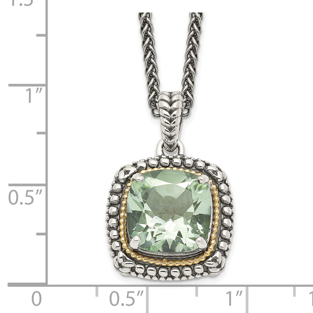 FJC Finejewelers Sterling Silver with 14kt Accent Antiqued with Green Quartz Necklace