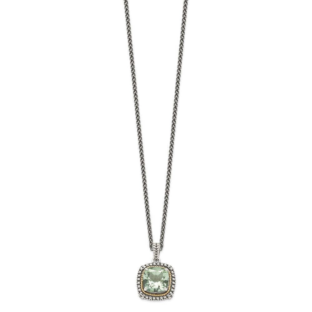 FJC Finejewelers Sterling Silver with 14kt Accent Antiqued with Green Quartz Necklace