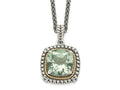 FJC Finejewelers Sterling Silver with 14kt Accent Antiqued with Green Quartz Necklace