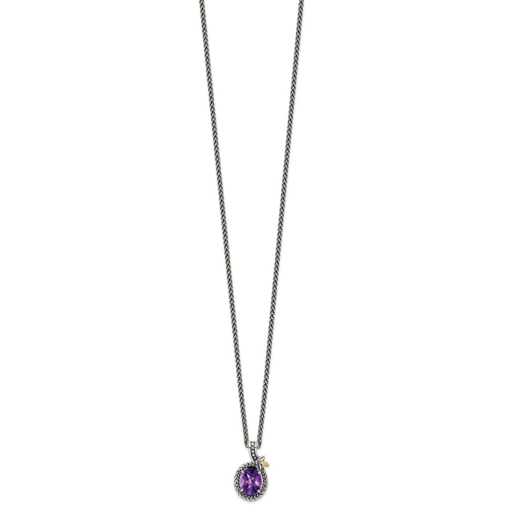 FJC Finejewelers Sterling Silver 14kt Accent Antiqued Braided Oval Amethyst Necklace 18 Inches x 12 mm