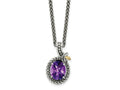 FJC Finejewelers Sterling Silver 14kt Accent Antiqued Braided Oval Amethyst Necklace 18 Inches x 12 mm