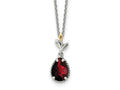 FJC Finejewelers Sterling Silver with 14kt Accent with Antiqued Leaf Garnet Necklace 18 Inch