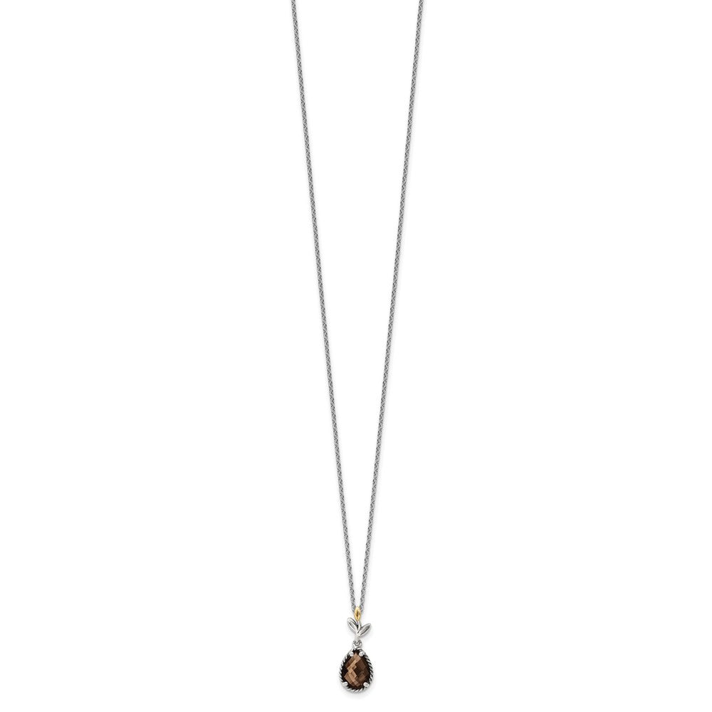 FJC Finejewelers Sterling Silver with 14kt Accent Antiqued Leaf Smoky Quartz Necklace 20 Inches x 8 mm