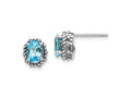 FJC Finejewelers 925 Sterling Silver Stud Blue Topaz Antiqued Earrings 10 x 7 mm