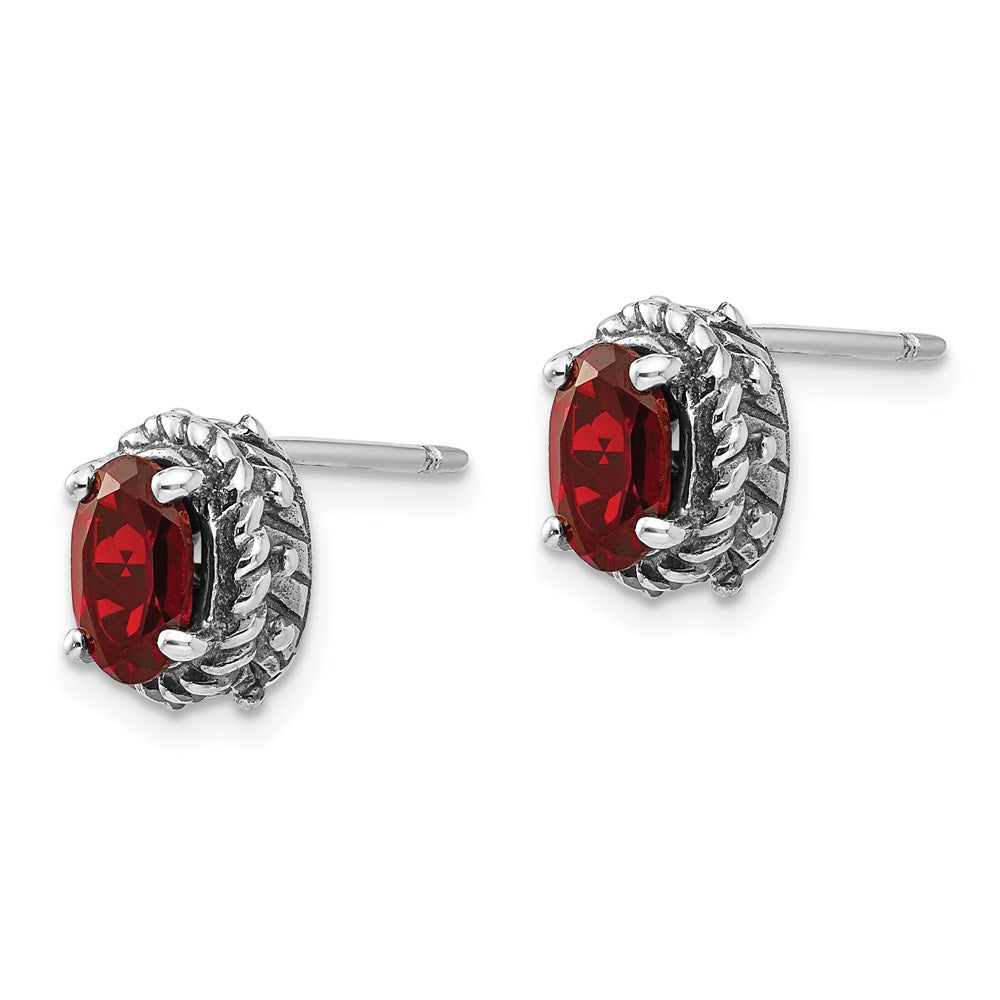 FJC Finejewelers 925 Sterling Silver Stud Antiqued Garnet Earrings 10 x 8 mm