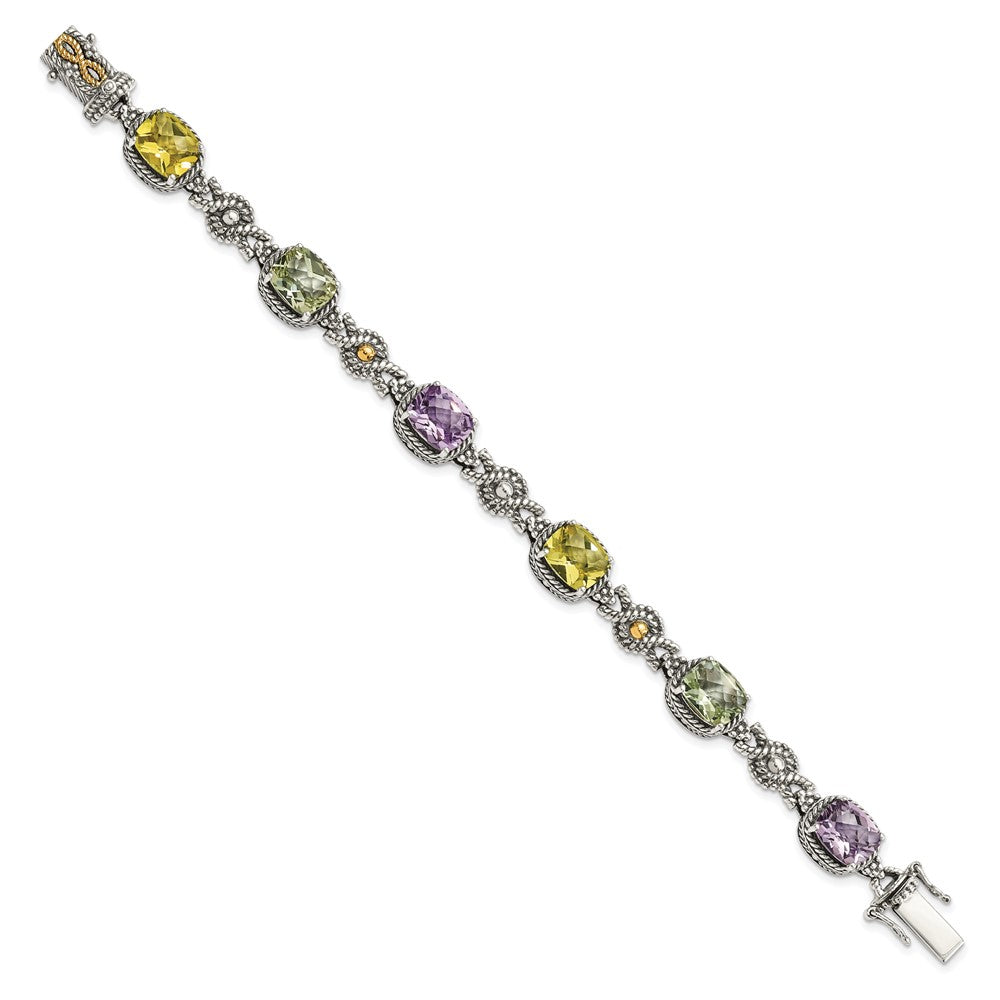 FJC Finejewelers Sterling Silver with 14kt Accent Pink Green Lemon Quartz Bracelet 7.25 Inches x 10 mm