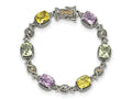 FJC Finejewelers Sterling Silver with 14kt Accent Pink Green Lemon Quartz Bracelet 7.25 Inches x 10 mm
