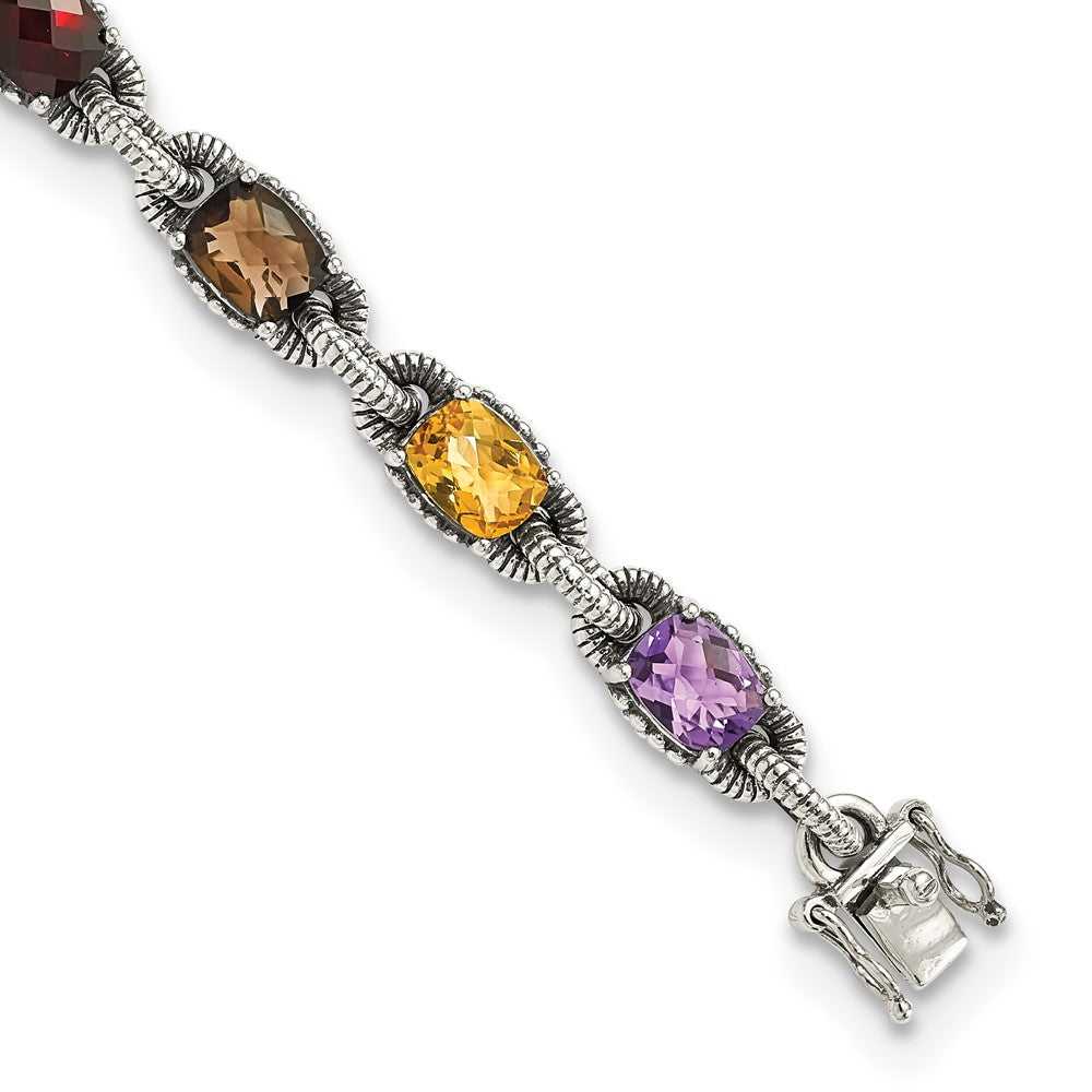 FJC Finejewelers 925 Sterling Silver Amethyst Citrine Garnet Peridot Smoky Quartz Bracelet