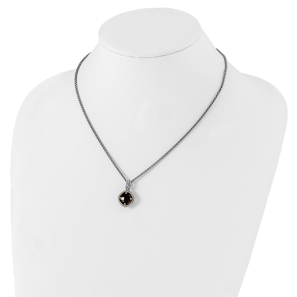 FJC Finejewelers Sterling Silver with 14kt Accent Necklace with Pendant Antiqued with Garnet Necklace