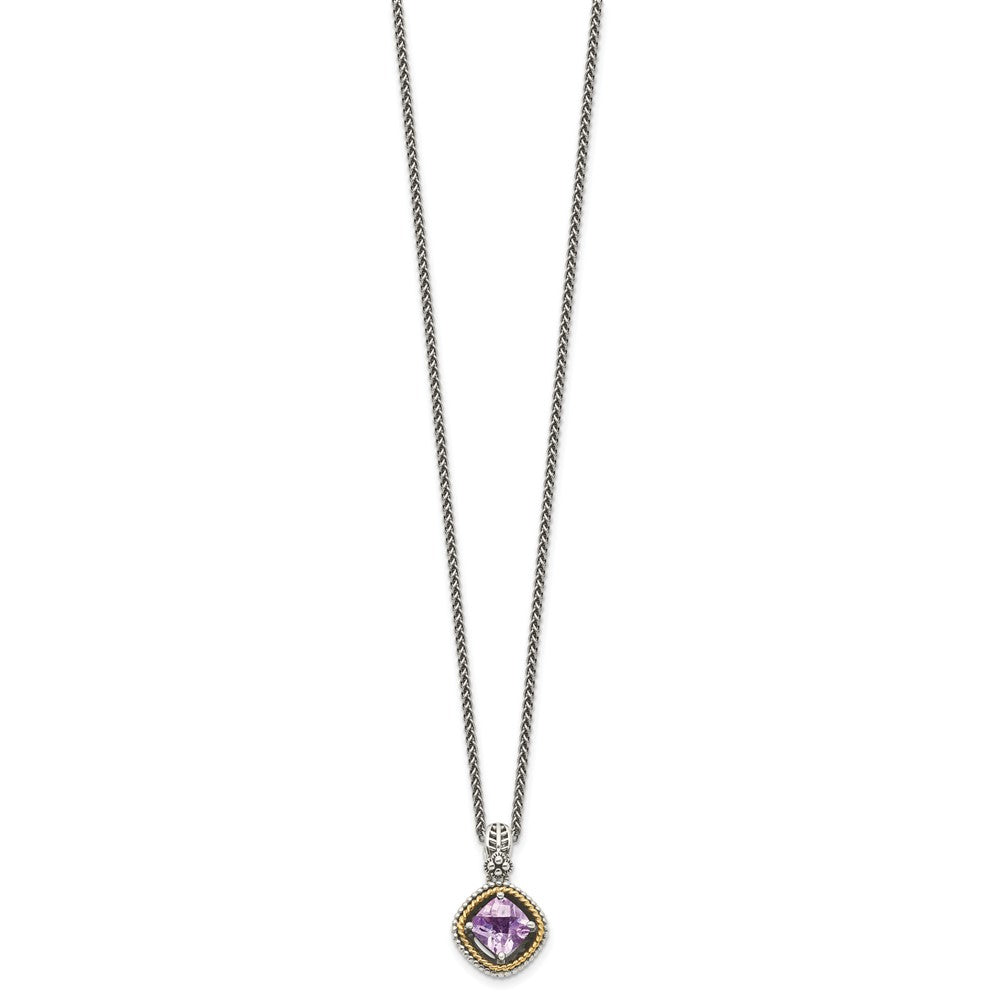 FJC Finejewelers Sterling Silver with 14kt Accent Antiqued with Pink Quartz Necklace