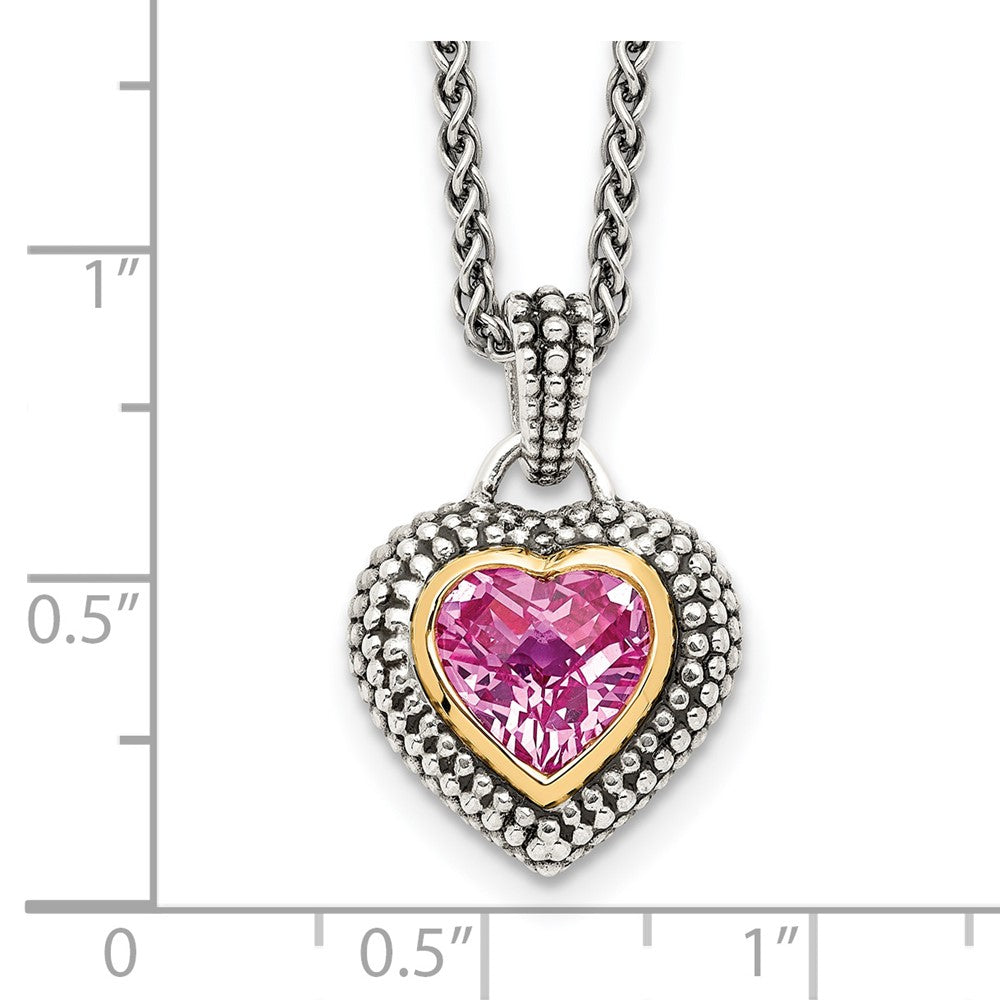 FJC Finejewelers Sterling Silver with 14kt Accent Created Pink Sapphire Necklace 18 Inches x 14 mm