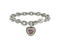 FJC Finejewelers Sterling Silver with 14kt Accent Amethyst Heart Bracelet 7.5 Inches x 14 mm