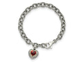 FJC Finejewelers Sterling Silver with 14kt Accent Antiqued with Garnet Heart Link Bracelet 7.5 Inches