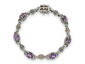 FJC Finejewelers Sterling Silver with 14kt Accent Antiqued with Amethyst Bracelet 7.25 Inches x 8 mm