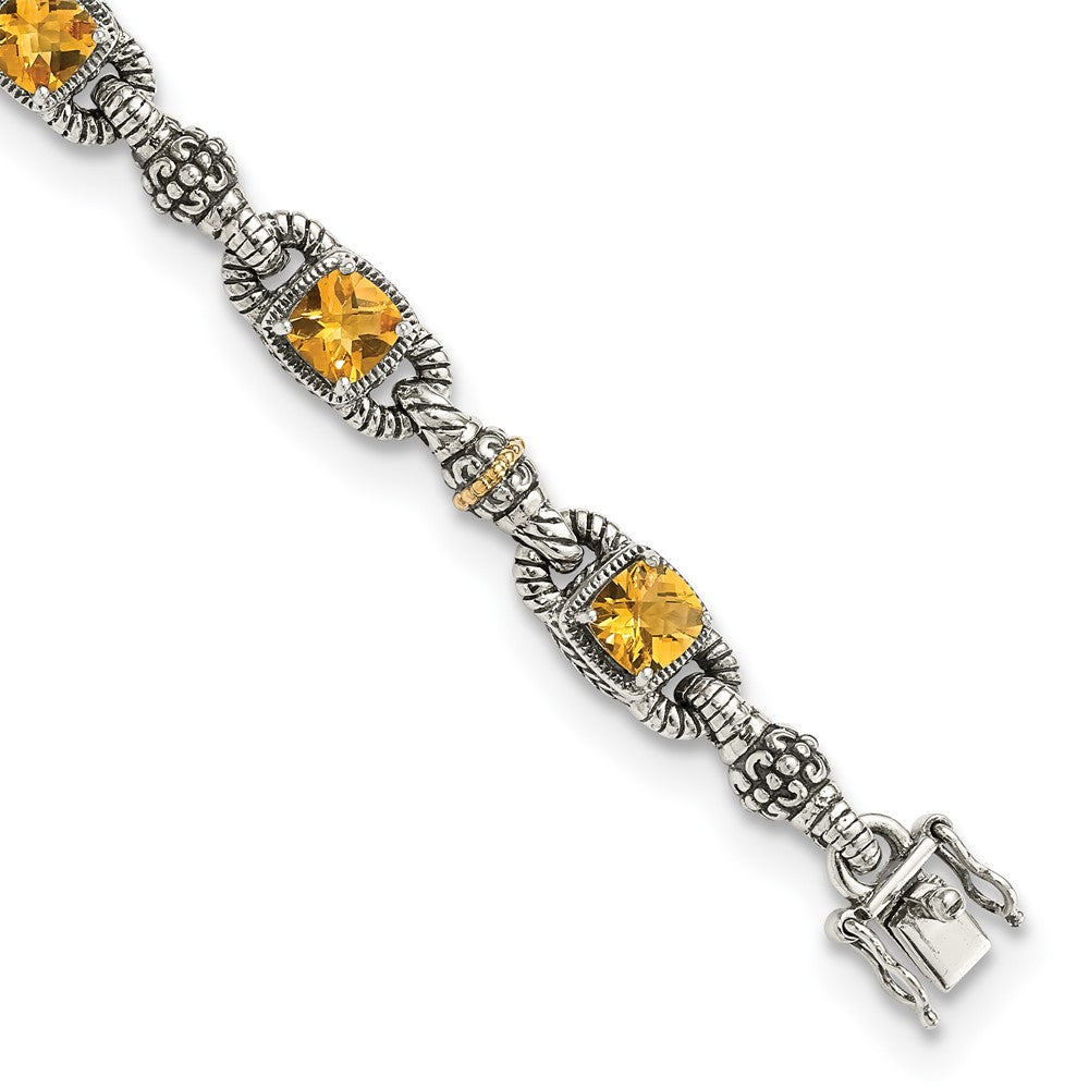 FJC Finejewelers Sterling Silver with 14kt Accent Antiqued with Citrine Bracelet 7.25 Inches