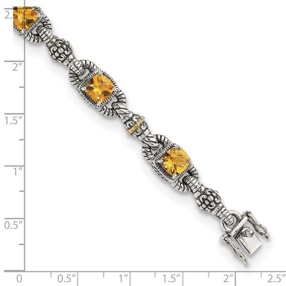 FJC Finejewelers Sterling Silver with 14kt Accent Antiqued with Citrine Bracelet 7.25 Inches