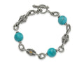 FJC Finejewelers Sterling Silver with 14kt Accent Antiqued with Reconstructed Turquoise Bracelet 7.25 Inches