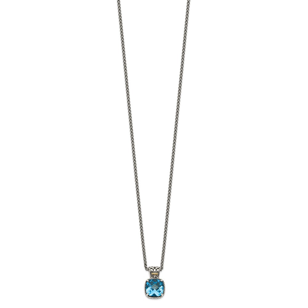 FJC Finejewelers Sterling Silver with 14kt Accent Spiga Blue Topaz Necklace 18 Inches x 11 mm