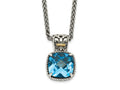 FJC Finejewelers Sterling Silver with 14kt Accent Spiga Blue Topaz Necklace 18 Inches x 11 mm