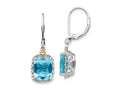 FJC Finejewelers 14k/Silver Two-Tone Dangle Rhodium Plated with 10x8mm Blue Topaz Earrings 32 x 10 mm