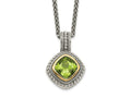 FJC Finejewelers Sterling Silver with 14kt Accent Antiqued with Peridot Pendant Necklace 15 mm