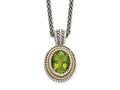 FJC Finejewelers Sterling Silver with 14kt Accent Antiqued with Peridot Pendant  Necklace 13 mm