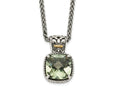 FJC Finejewelers Sterling Silver with 14kt Accent Antiqued with Green Quartz Pendant Necklace 12 mm