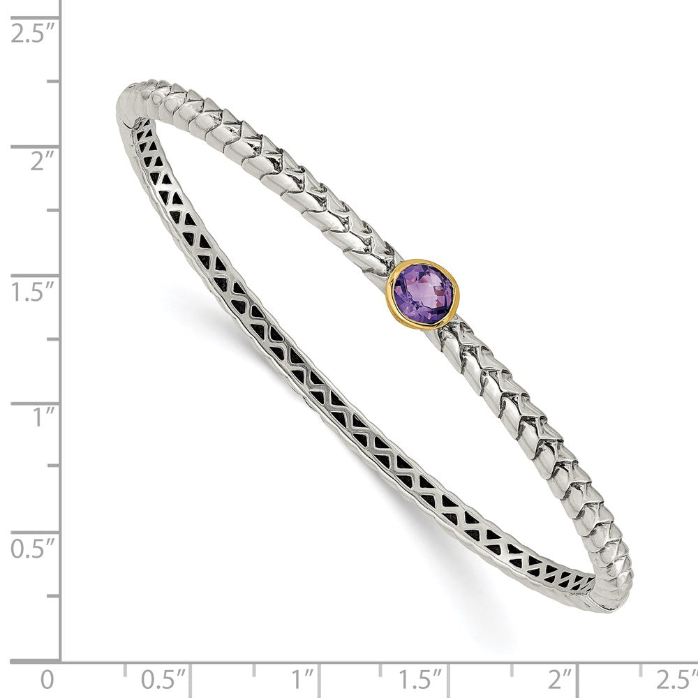 FJC Finejewelers Sterling Silver with 14kt Accent Antiqued with Amethyst Bangle Bracelet 7.5 mm