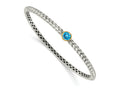 FJC Finejewelers Sterling Silver with 14kt Accent Antiqued with Blue Topaz Bangle Bracelet 7.5 mm