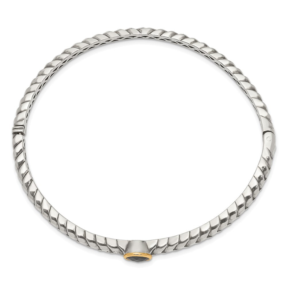 FJC Finejewelers Sterling Silver with 14kt Accent with Antiqued 6mm Onyx Bangle Bracelet 7.5 mm