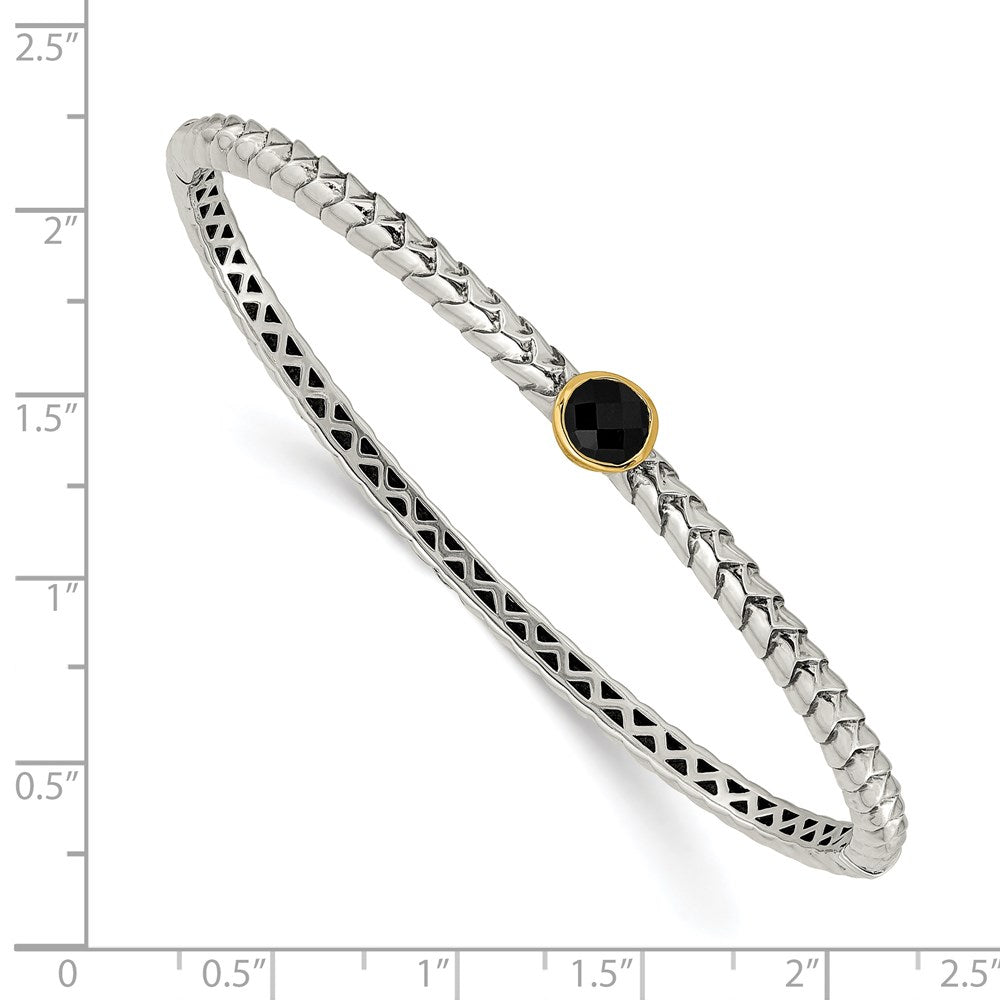 FJC Finejewelers Sterling Silver with 14kt Accent with Antiqued 6mm Onyx Bangle Bracelet 7.5 mm