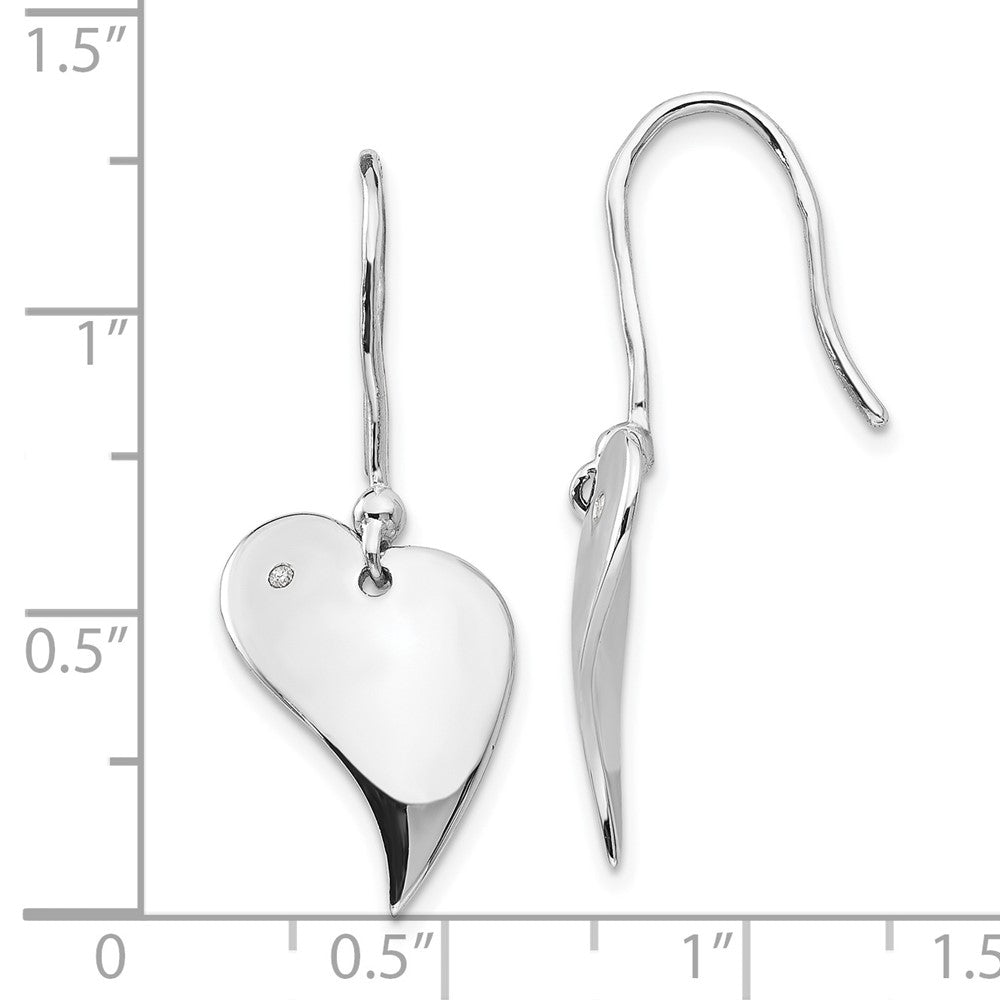 FJC Finejewelers 925 Sterling Silver  Plated White Ice .01ct. Dia. Heart Dangle Earrings 31 x 13 mm