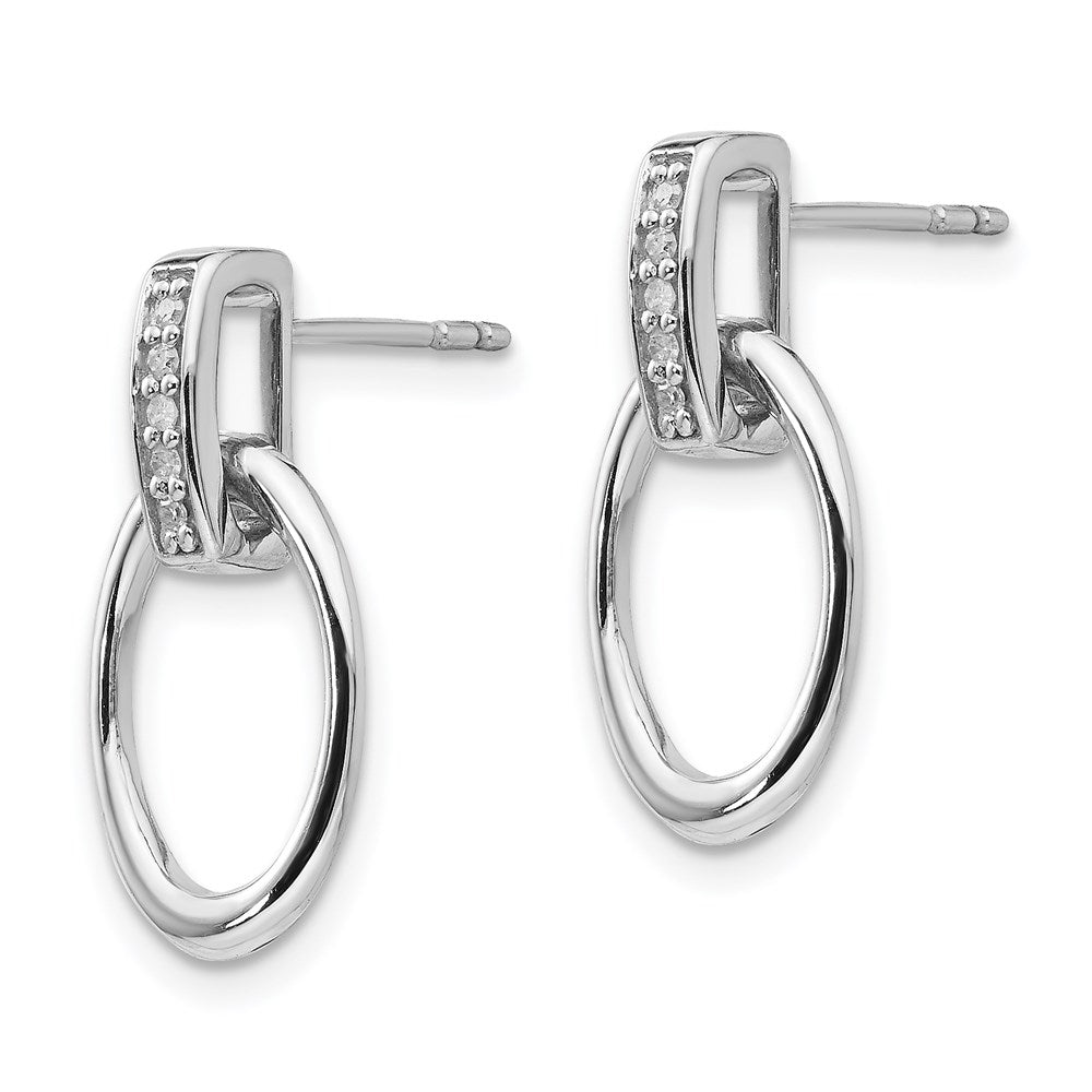 FJC Finejewelers 925 Sterling Silver  Plated White Ice .05ct. Dia. Oval Dangle Earrings 20 x 10 mm