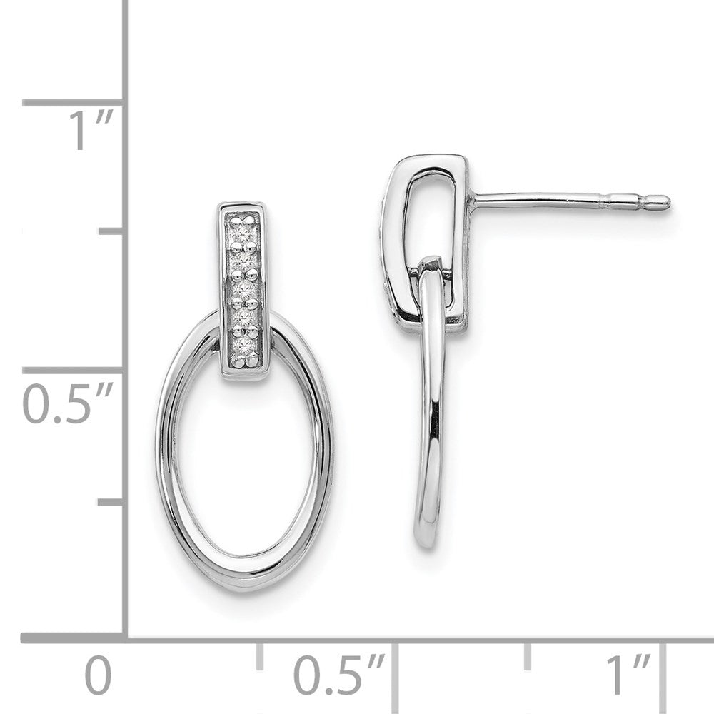 FJC Finejewelers 925 Sterling Silver  Plated White Ice .05ct. Dia. Oval Dangle Earrings 20 x 10 mm
