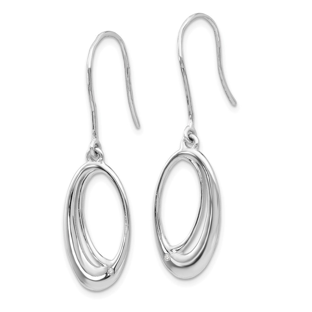 FJC Finejewelers 925 Sterling Silver  Plated White Ice .01ct Dia. Oval Dangle Earrings 39 x 13 mm