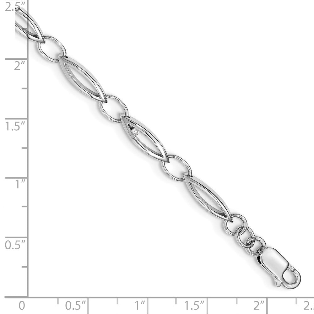 FJC Finejewelers 925 Sterling Silver Diamond  Plated White Ice .03ct Dia. with 1.25in ext Fancy Bracel 7 Inches x 14.5 m