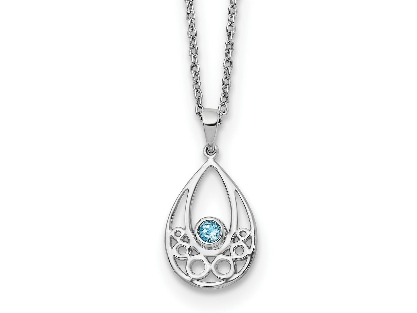 FJC Finejewelers 925 Sterling Silver Cable Blue Topaz Necklace 18 Inches x 10 mm