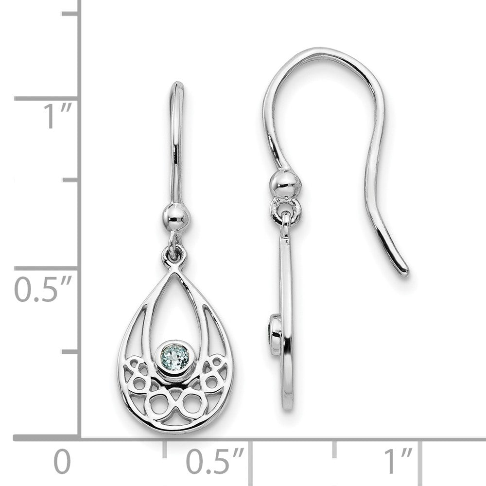 FJC Finejewelers 925 Sterling Silver Dangle  Plated White Ice with Blue Topaz Shepherd Hook Earrings 26 x 9 mm