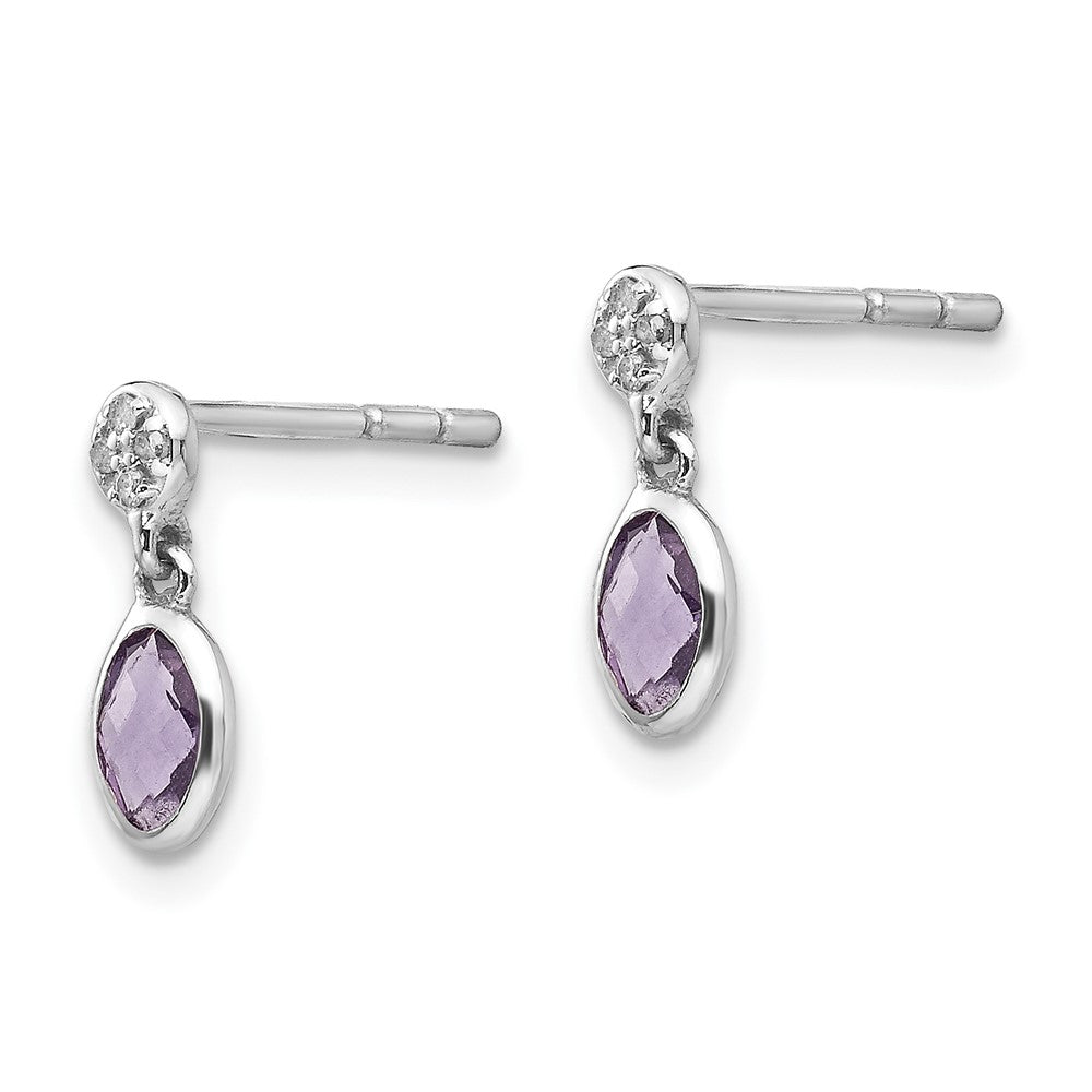 FJC Finejewelers 925 Sterling Silver Dangle  Plated White Ice Amethyst and Dia. Post Earrings 12 x 5 mm
