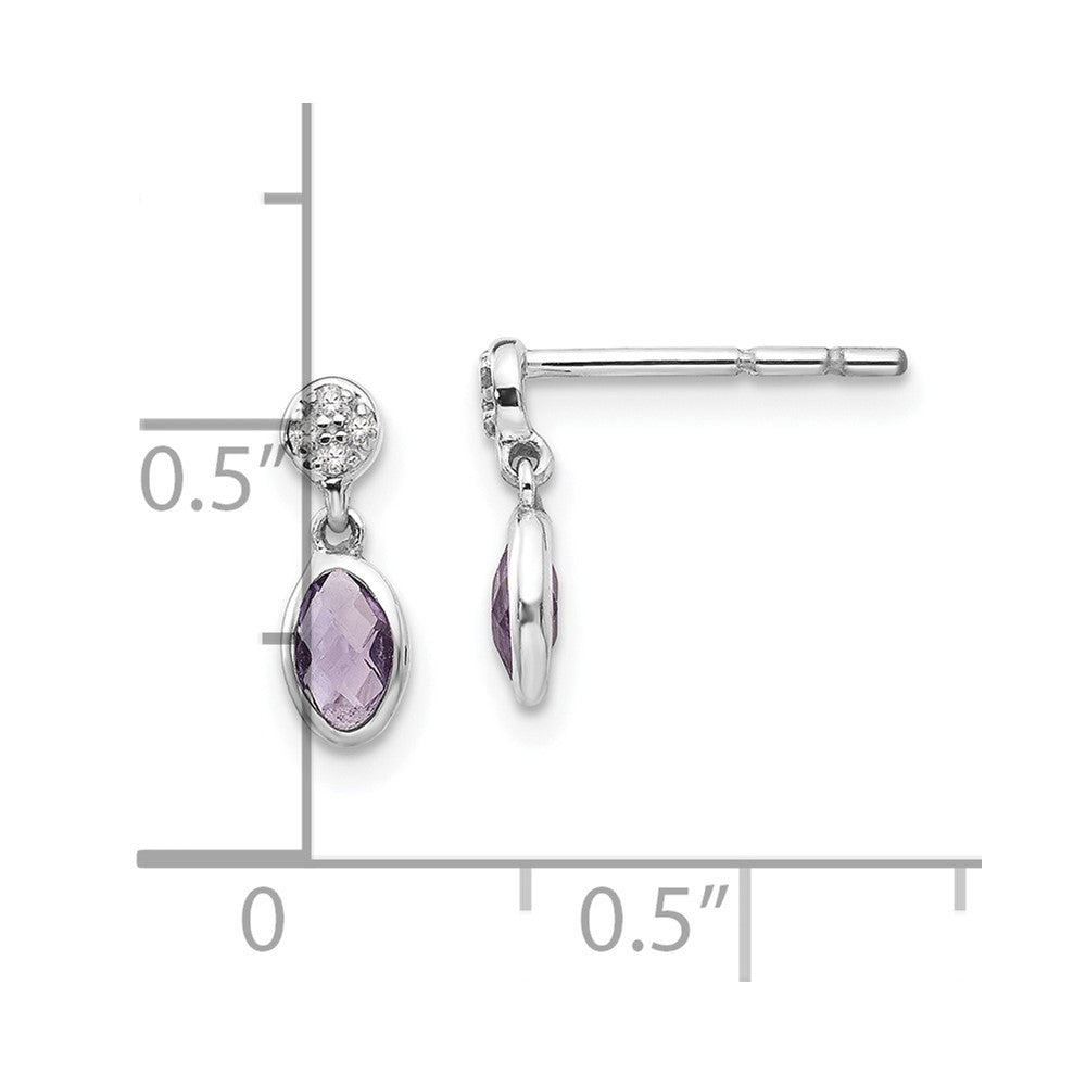 FJC Finejewelers 925 Sterling Silver Dangle  Plated White Ice Amethyst and Dia. Post Earrings 12 x 5 mm