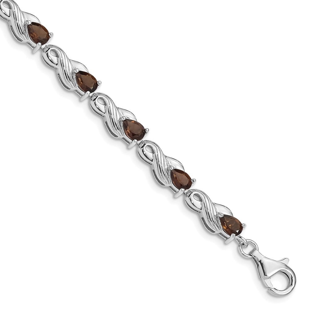 FJC Finejewelers 925 Sterling Silver Rhodium Plated Smoky Quartz Bracelet 7 Inches