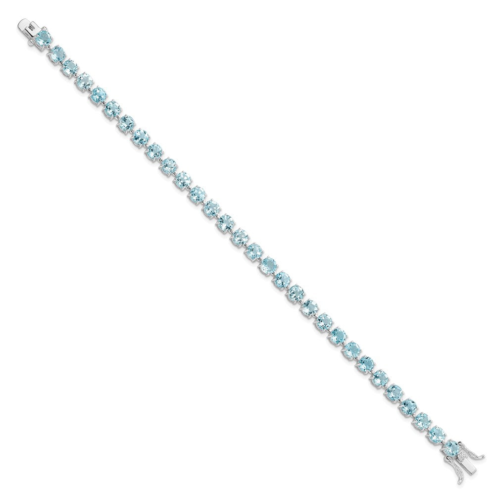 FJC Finejewelers 925 Sterling Silver Rhodium Plated Polished 5mm Blue Topaz Bracelet 7 Inches x 4.8 mm