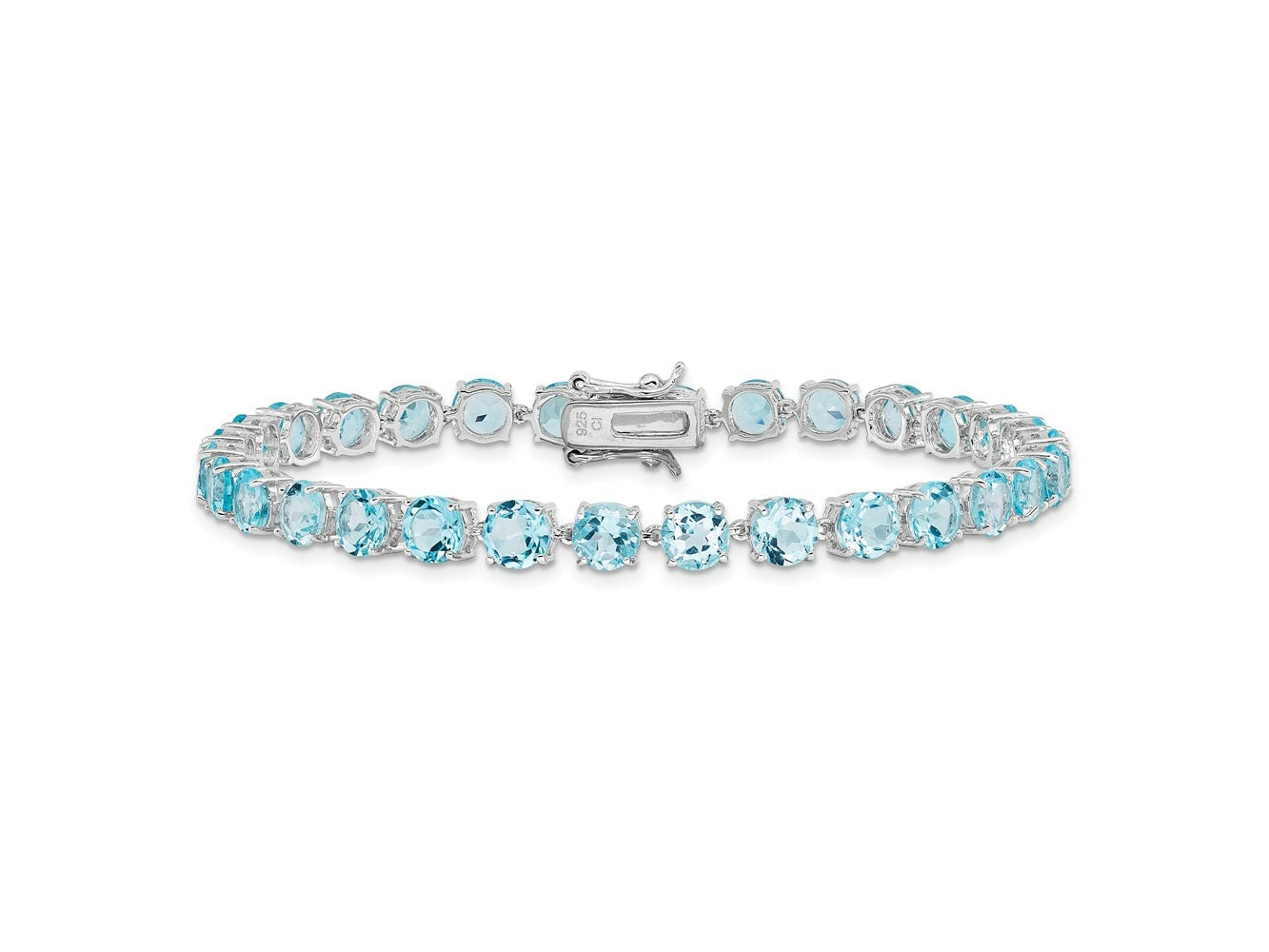 FJC Finejewelers 925 Sterling Silver Rhodium Plated Polished 5mm Blue Topaz Bracelet 7 Inches x 4.8 mm
