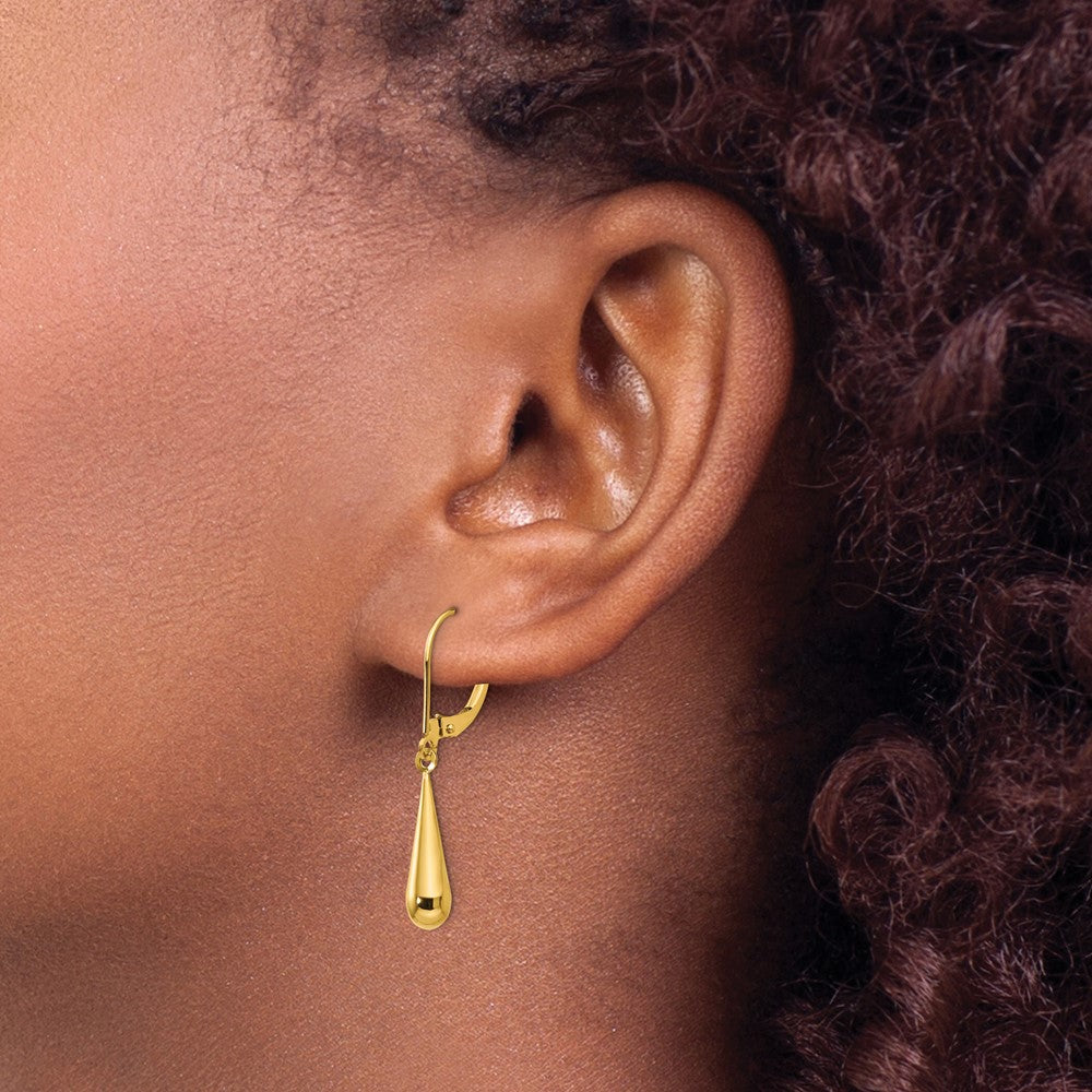 FJC Finejewelers 14 kt Yellow Gold Madi K Teardrop Dangle Leverback Earrings 33 x 5 mm